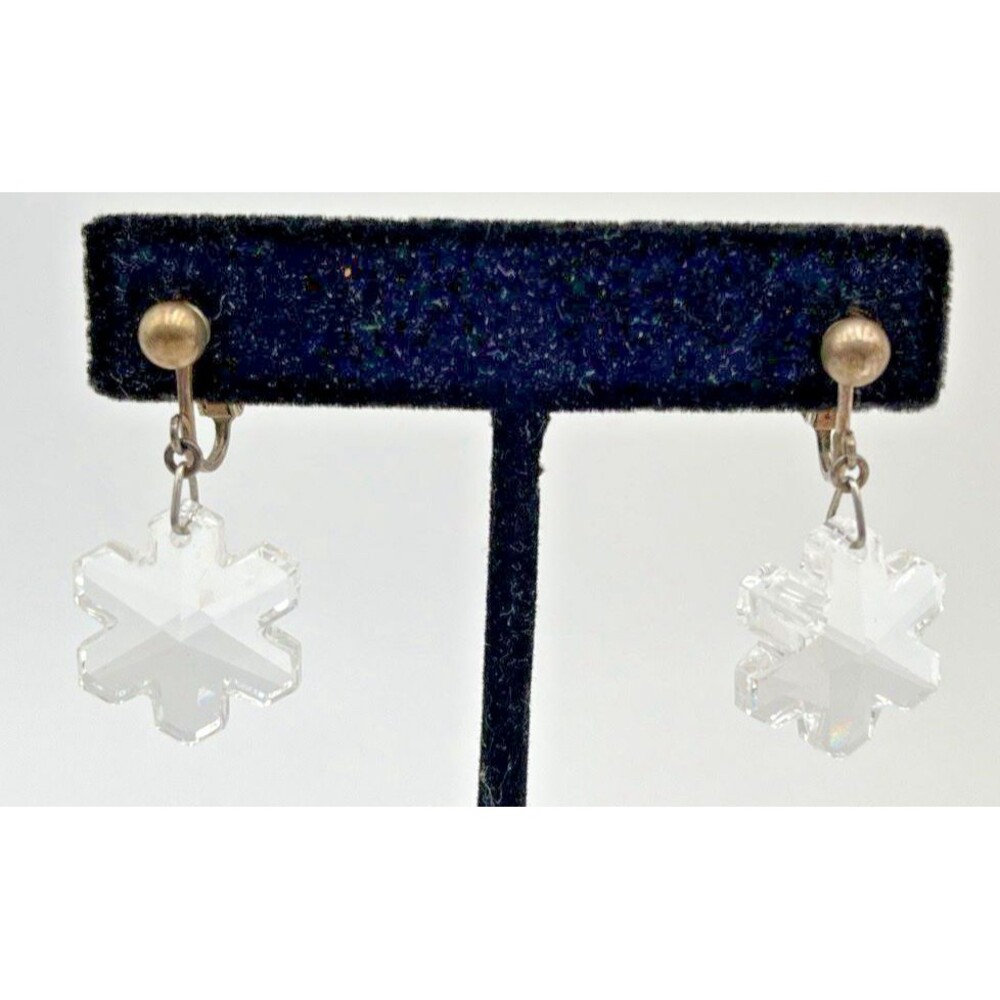IBB 925 Sterling Silver Quartz Crystal Snowflake Pendant Necklace Earrings Set - Picture 3 of 16